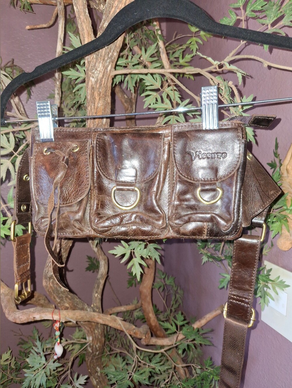 Brown Distressed Leather Waist Bag